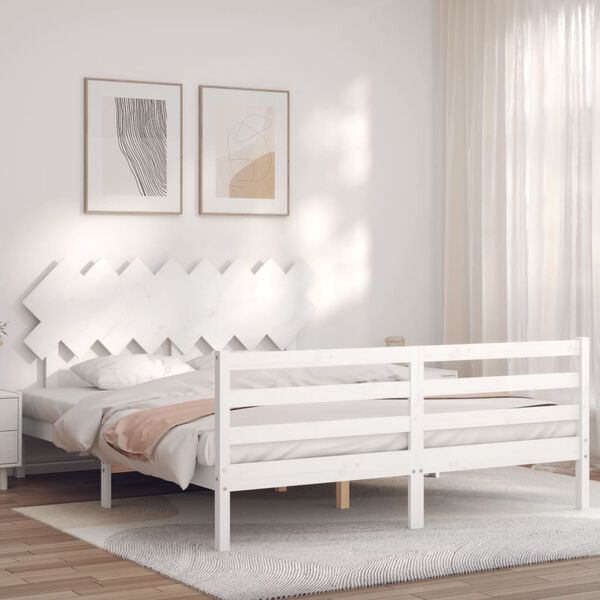 vidaXL Bed Frame without Mattress White 160x200 cm Solid Wood