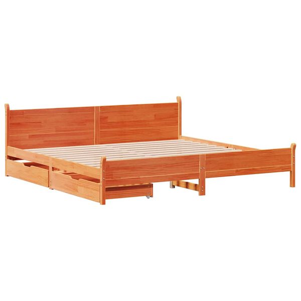 vidaXL Bed Frame without Mattress Wax Brown 200x200 cm Solid Wood Pine