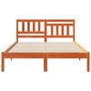 vidaXL Bed Frame with Headboard Wax Brown 140 x 190 cm Solid Pine Wood