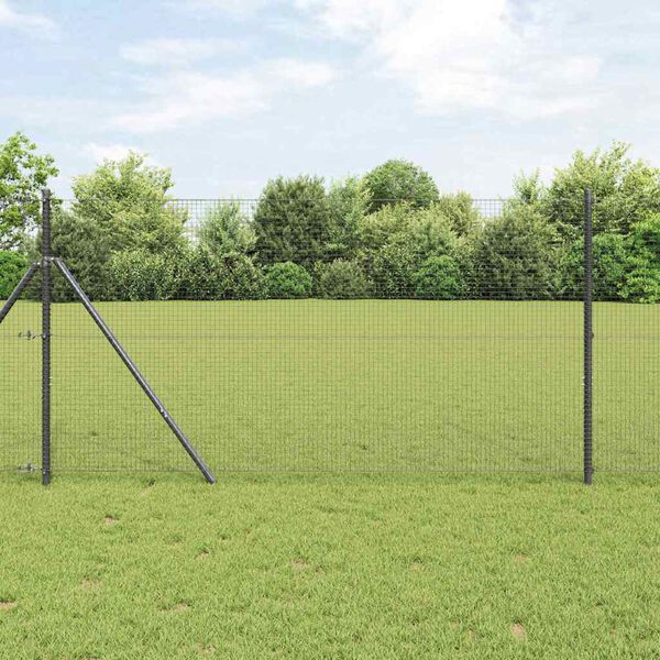 vidaXL Fence Post Grey 10 x 1.4 m (19 x 19 mm mesh) Steel and PVC