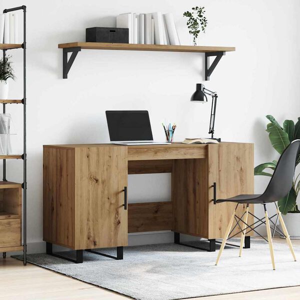 vidaXL Desk with Shelf Artisan oak 140 x 50 x 75 cm Engineered wood