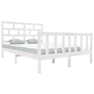 vidaXL Bed Frame without Mattress White Solid Wood 140x200 cm (810083+814195)
