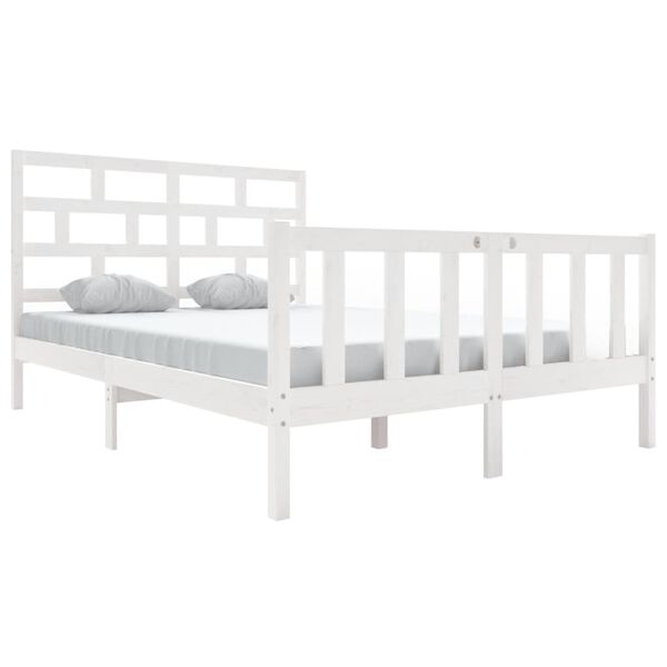 vidaXL Bed Frame without Mattress White Solid Wood 140x200 cm (810083+814195)