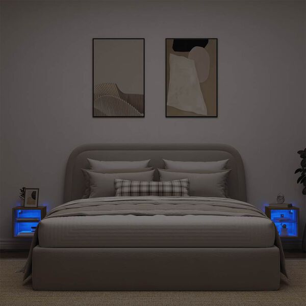 vidaXL TV Wall Cabinets with LED Lights 2 pcs Artisan Oak 30x28.5x30 cm