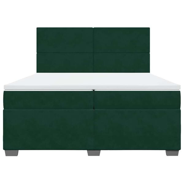 vidaXL Box Spring Bed with Mattress Dark Green 200x200 cm Velvet