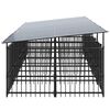vidaXL Outdoor Dog Kennel with Roof Steel 9.38 m&sup2;
