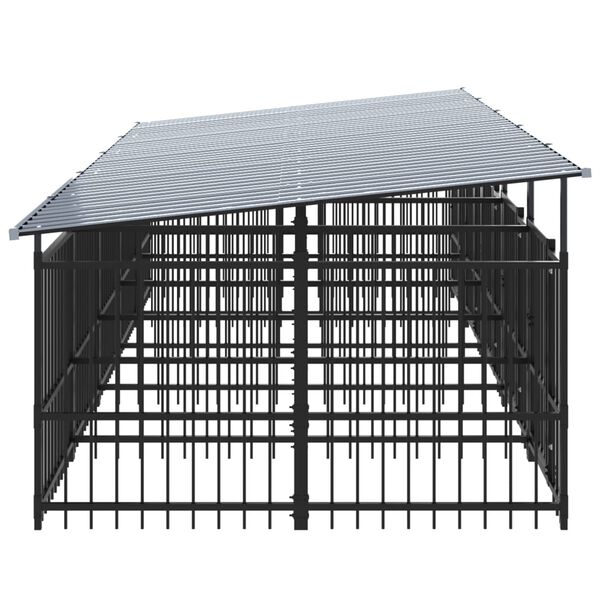 vidaXL Outdoor Dog Kennel with Roof Steel 9.38 m&sup2;