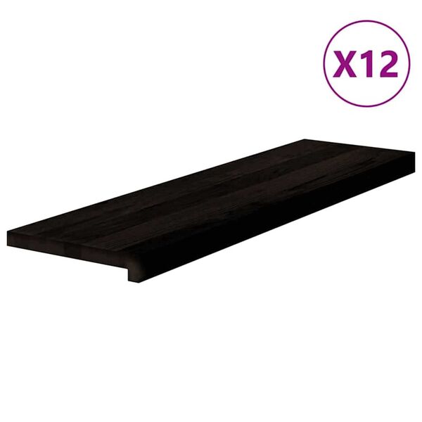 vidaXL Stair Treads 12 pcs Dark Brown 90x25x2 cm Solid Wood Oak
