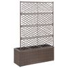 vidaXL Trellis Raised Bed with 3 Pots 83x30x130 cm Poly Rattan Brown