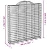 vidaXL Arched Gabion Baskets 5 pcs 200x30x200/220 cm Galvanised Iron