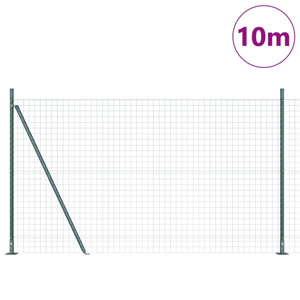 vidaXL Fence with Post Green 1.4 x 10 m Steel and PVC