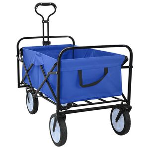 vidaXL Folding Shopping Trolley with Breaks Blue 94 x 53 x 99 cm