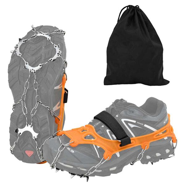 vidaXL Ice Cleats for Shoes Orange M Stainless Steel