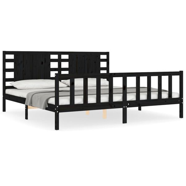 vidaXL Bed Frame without Mattress Black 200x200 cm Solid Wood Pine