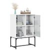 vidaXL Side Cabinet with Glass Doors White 69x37x100 cm