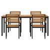 vidaXL Garden Dining Set 5 pcs Black Solid Acacia Wood