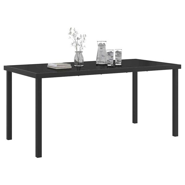 vidaXL Garden Table Black 160 x 80 x 73 cm Solid Teak wood
