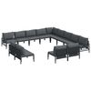 vidaXL Garden Sofa Set with Cushion 13 pcs Black Steel