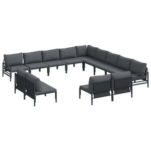 vidaXL Garden Sofa Set with Cushion 13 pcs Black Steel
