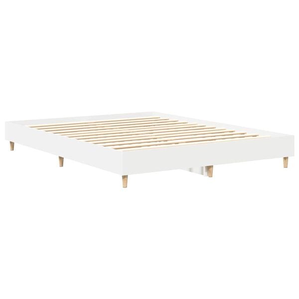 vidaXL Bed Frame No Mattress White 150x200 cm King Size Engineered Wood