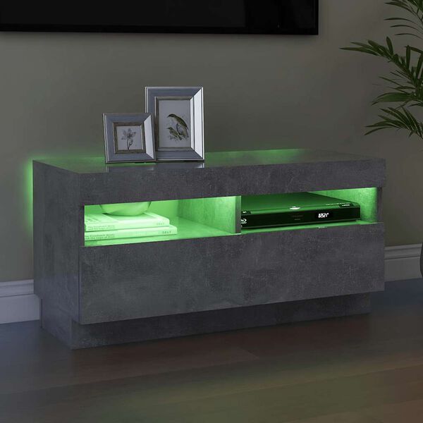 vidaXL TV Cabinet with LED Lights Concrete Grey 80x35x40 cm