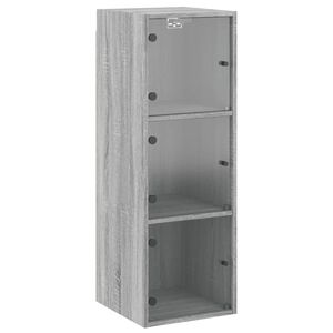 vidaXL Wall Cabinet with Glass Doors Grey Sonoma 35x37x100 cm
