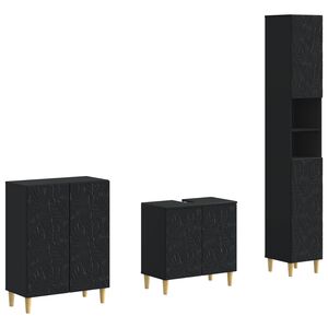 vidaXL 3 Piece Bathroom Cabinet Set DELFT Black Engineered Wood