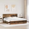 vidaXL Bed Frame with Headboard Old Wood 200 x 200 cm Solid Pine Wood