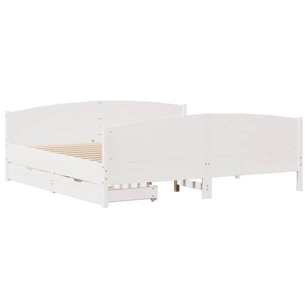 vidaXL Bed Frame without Mattress White 180x200 cm Super King Solid Wood Pine
