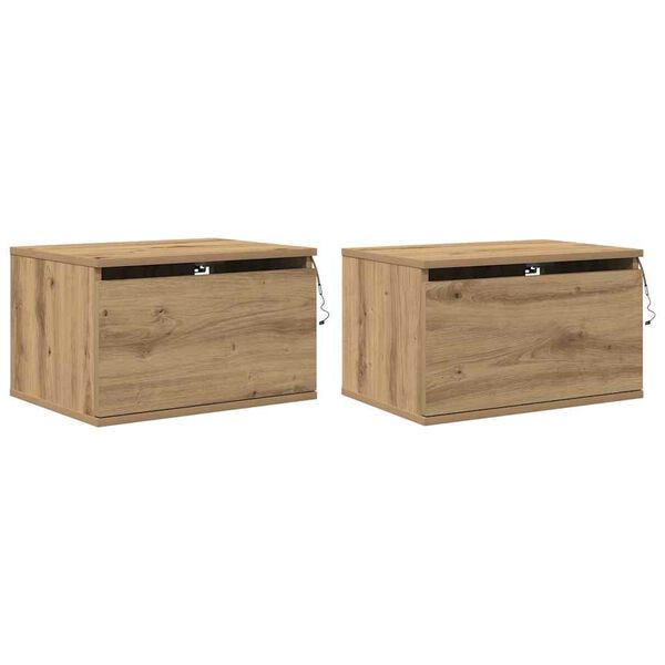 vidaXL Wall-mounted Bedside Cabinet 2 pcs Artisan Oak 50 x 36 x 30 cm