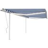 vidaXL Manual Retractable Awning with LED 4x3.5 m Blue and White