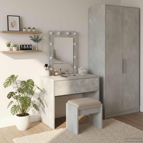 vidaXL Dressing Table with Drawer Grey 60 x 40 x 70 cm Engineered Wood