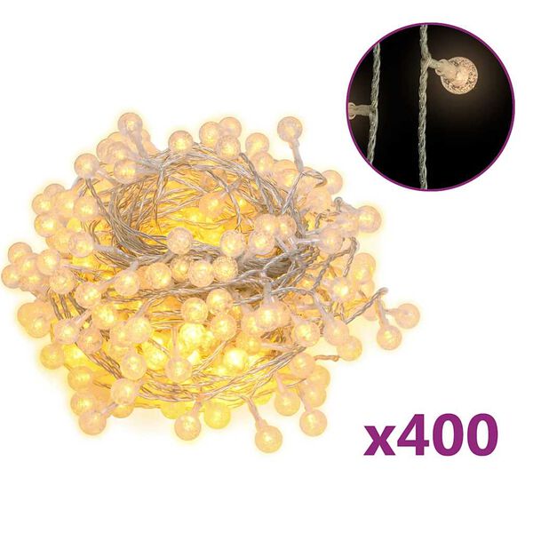 vidaXL Globe Fairy String Lights 40m 400 LED Warm White 8 Function