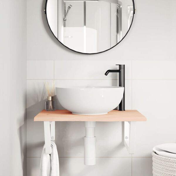 vidaXL Basin Shelf Wall Mounted Steel and Solid Wood Oak