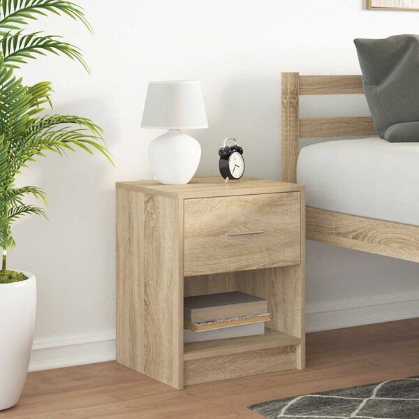 vidaXL Bedside Cabinet with Drawer Sonoma Oak 40x34x50 cm