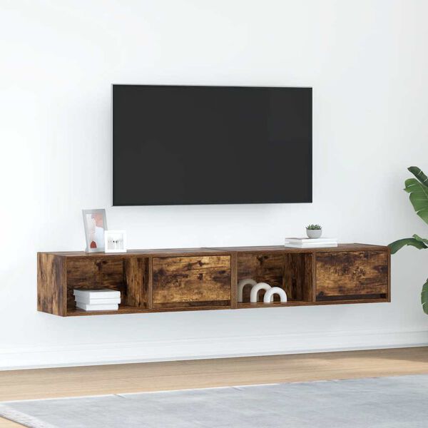 vidaXL TV Cabinets 2 pcs Smoked Oak 80x31x25.5 cm Engineered Wood