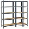 vidaXL 2 Piece 5-Layer Shelves Set Anthracite Steel&Engineered Wood
