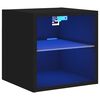 vidaXL TV Wall Cabinet with LED Lights Black 30x28.5x30 cm