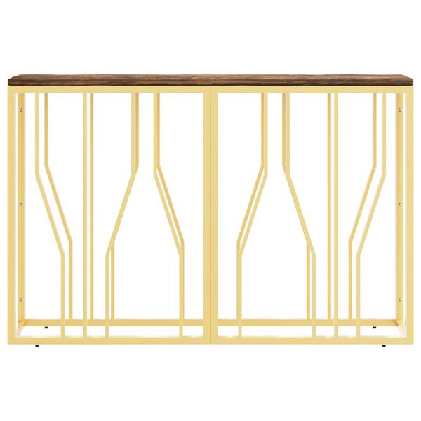 vidaXL Console Table Gold Stainless Steel and Solid Wood Reclaimed