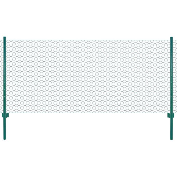 vidaXL Wire Mesh Fence with Posts Steel 25x0.75 m Green