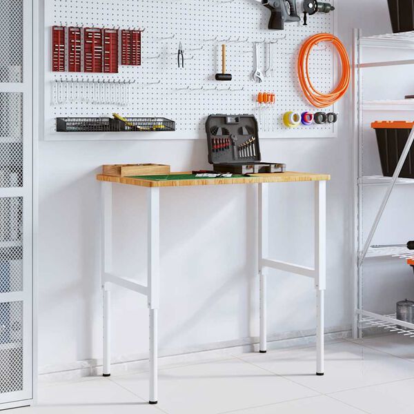 vidaXL Workbench Light Brown 100x60x(71.5-98) cm Solid Wood Oak Rectangular