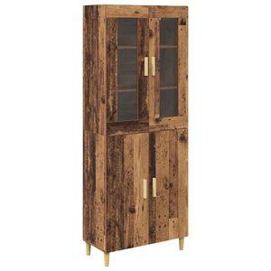 vidaXL Highboard Old Wood 69.5 x 34 x 180 cm Engineered Wood and Glass
