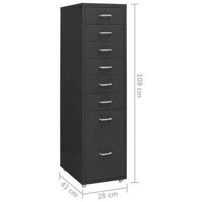 vidaXL Mobile File Cabinet Anthracite 28x41x109 cm Metal