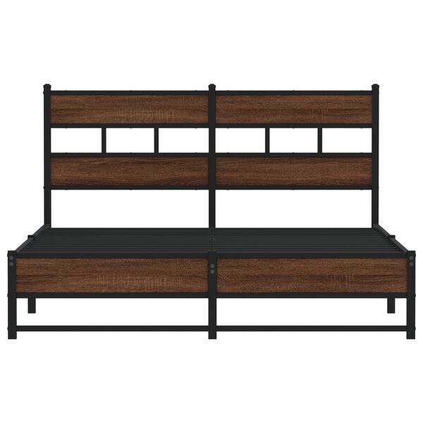 vidaXL Metal Bed Frame without Mattress Brown Oak 135x190 cm Double