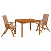 vidaXL 3-Piece Garden Dining Set Natural Solid Acacia Wood