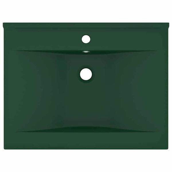 vidaXL Luxury Basin with Faucet Hole Matt Dark Green 60x46 cm Ceramic