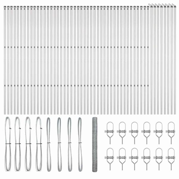 vidaXL Fence with Posts Silver 1.6 x 100 m PVC-coated steel