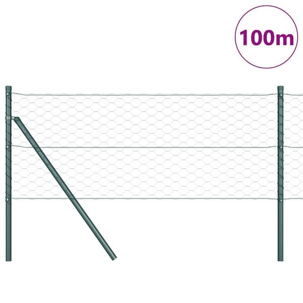 vidaXL Fence Post Green 100 x 0.8 m (50 mm mesh) Steel and PVC