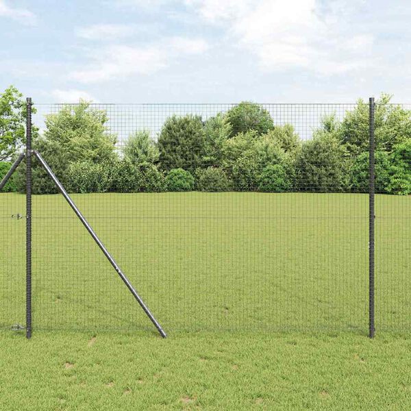vidaXL Fence Post Grey 10 x 1.6 m (25 x 25 mm mesh) Steel and PVC