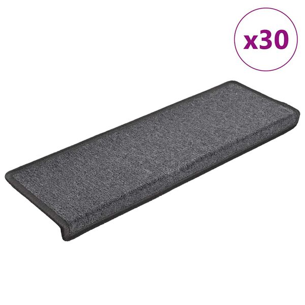 vidaXL Stair Mats 30 pcs 65x21x4 cm Dark Grey Rectangular Edge
